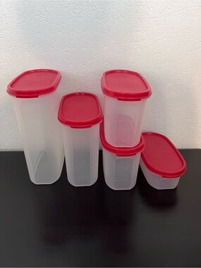 Tupperware red modular  mates kitchen organizer pantry baking storage